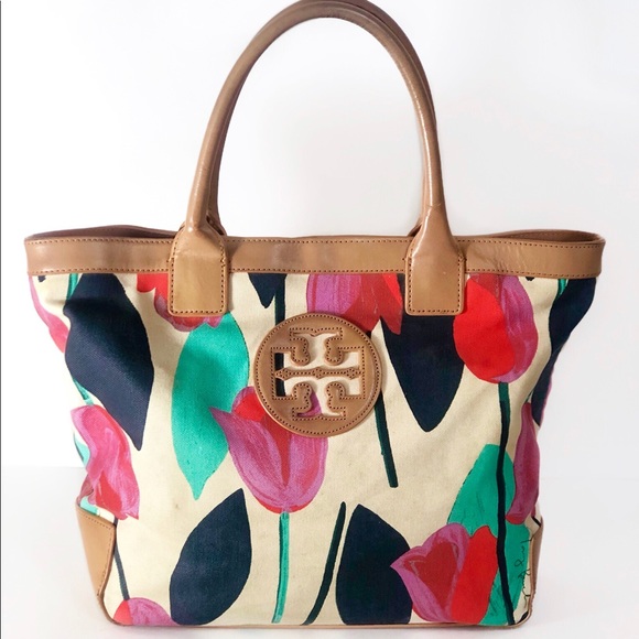 Tory Burch Handbags - Tory Burch Sophia Canvas & Leather Tote